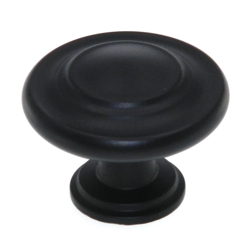 Amerock Inspirations 1 3/8 Flat Black Ringed Cabinet Knob Pull BP1586-FB