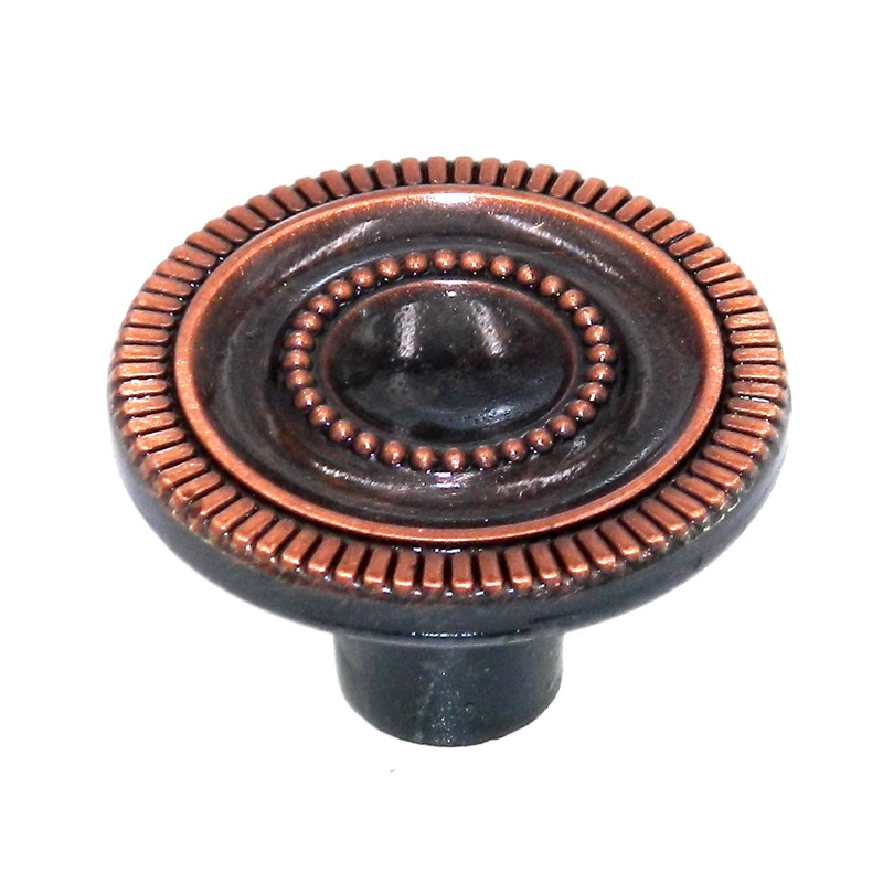 Amerock Patrician Antique Copper 1 1/8 Round Cabinet Knob Pull BP850-AC