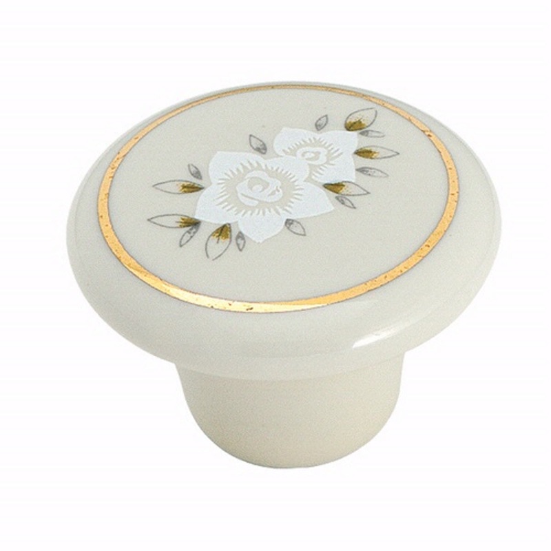 69128 Bisque Ceramic Floral 1 1/2 Round Cabinet Knobs Pulls Amerock Allison