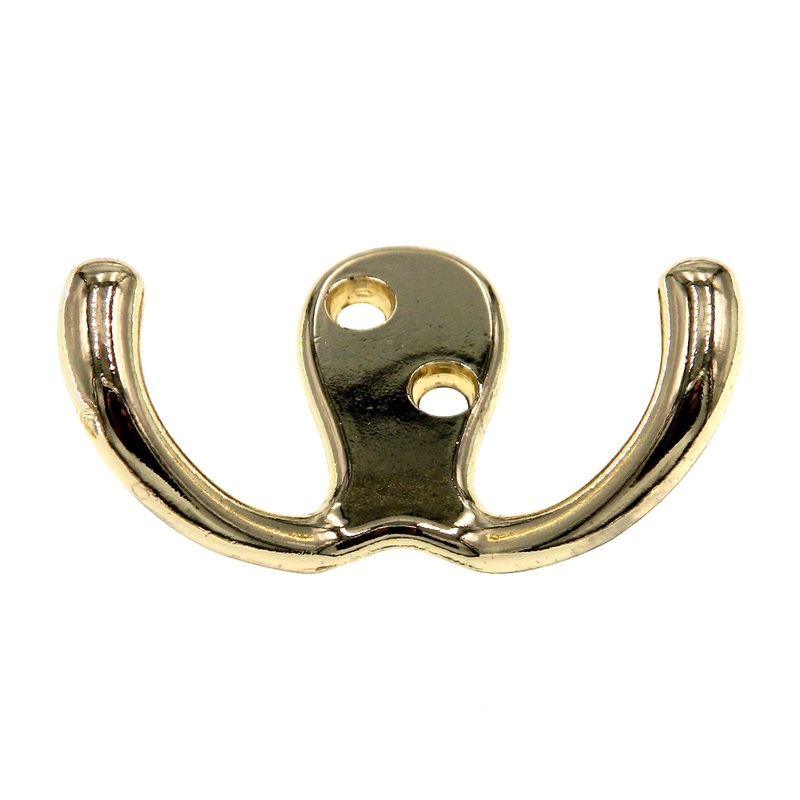 Amerock 1 7/8 Wall-Mounted Utility Double Hook Polished Brass BP3465-3