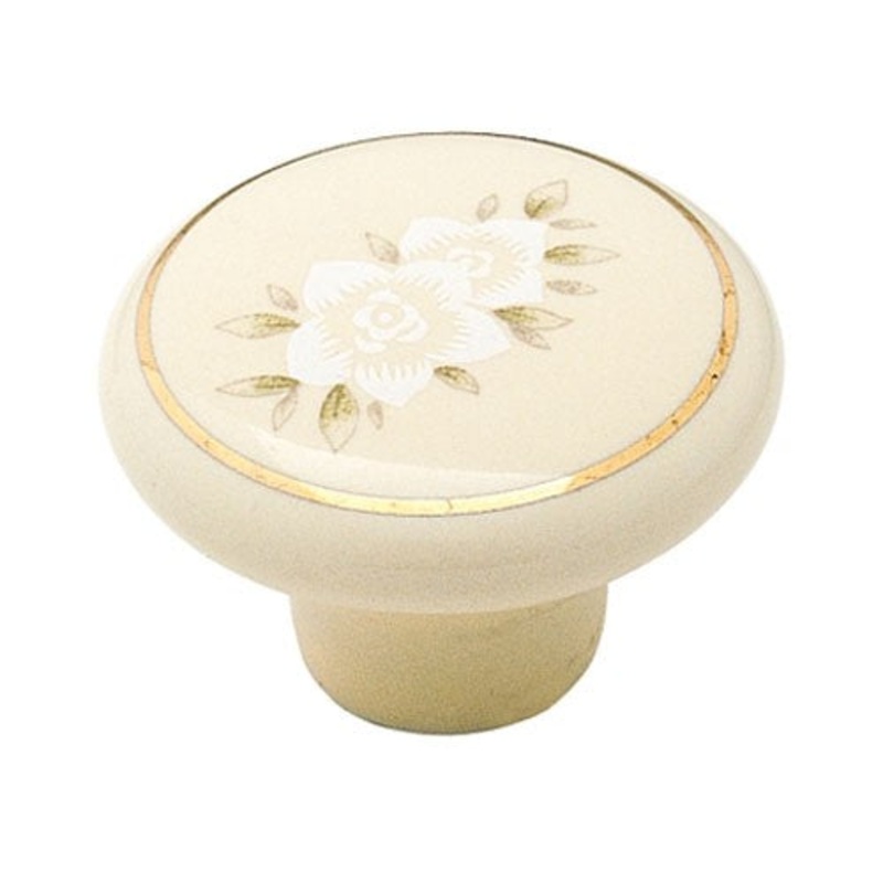 Amerock 14202AL Almond 1 1/4 Round Cabinet Knob Pull with Floral Design Allison