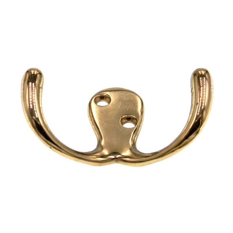 Amerock 2 Wall-Mounted Coat, Purse, Utility Double Hook Solid Brass BP5399