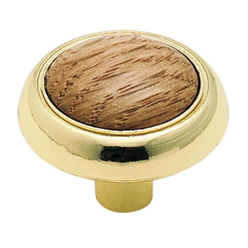 Amerock Allison 265OPB Polished Brass 1 1/4 Cabinet Knob Pull with Oak Center