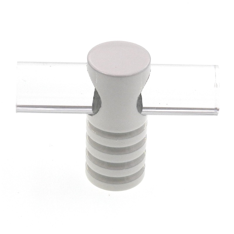 Amerock European Designs 2 T Bar Cabinet Knob Pull White Clear BP4301-W