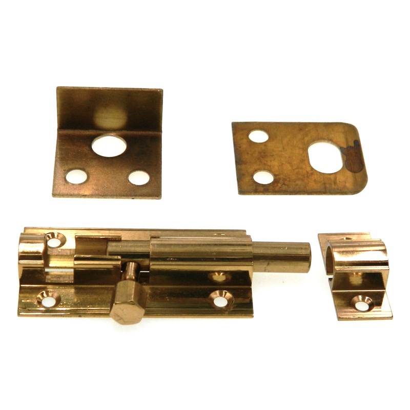 Amerock Polished Brass Door 2 1/2 Barrel Bolt Surface Mount 3 Strikes BP5317