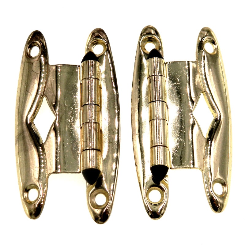 Pair Amerock Polished Brass, Black Trim 3/8 Offset Surface Cabinet Hinges A3042