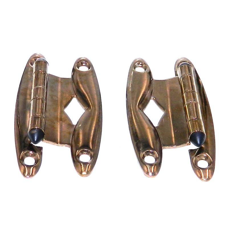 Pair Amerock Polished Brass, Black Trim Flush Surface Cabinet Hinges A3040
