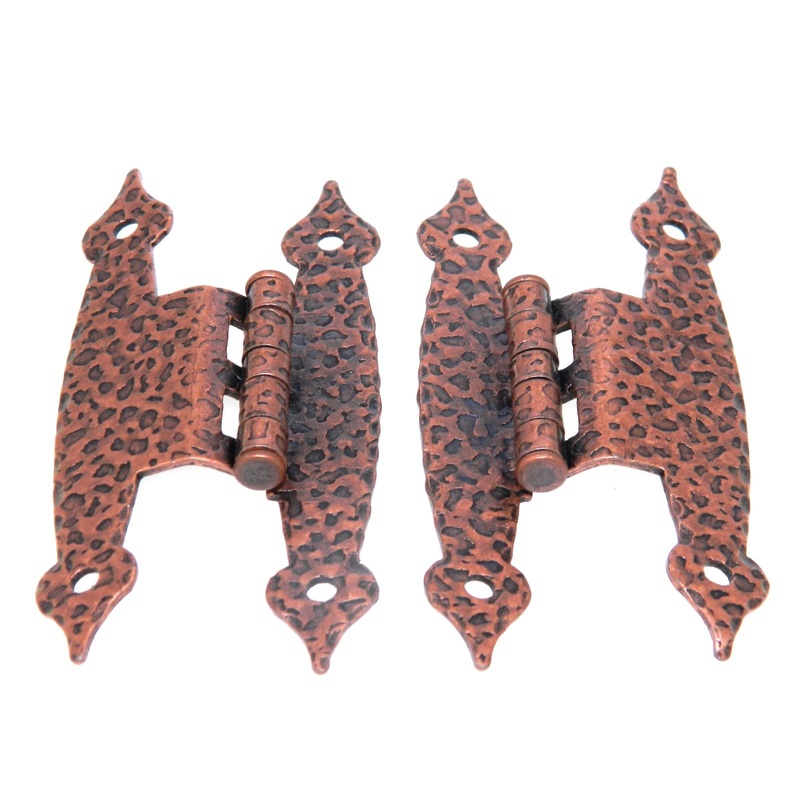 Pair of Amerock Colonial Hammered Antique Copper 3/8 Offset H Hinges BP3406-AC