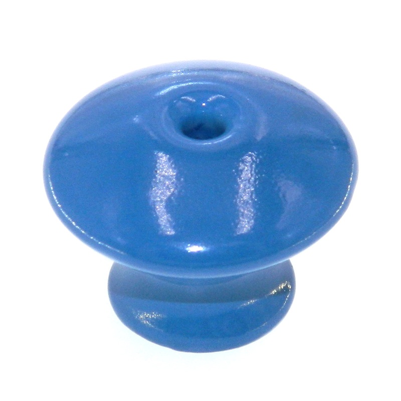 Vintage Amerock BP707-BL Blue 1 1/4 Ceramic Cabinet Knob with Brass Screw