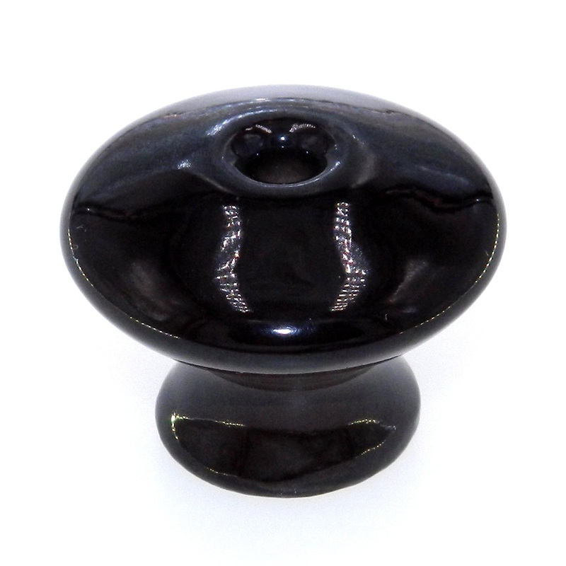Vintage Amerock BP707-BN Dark Brown 1 1/4 Ceramic Cabinet Knob with Brass Screw