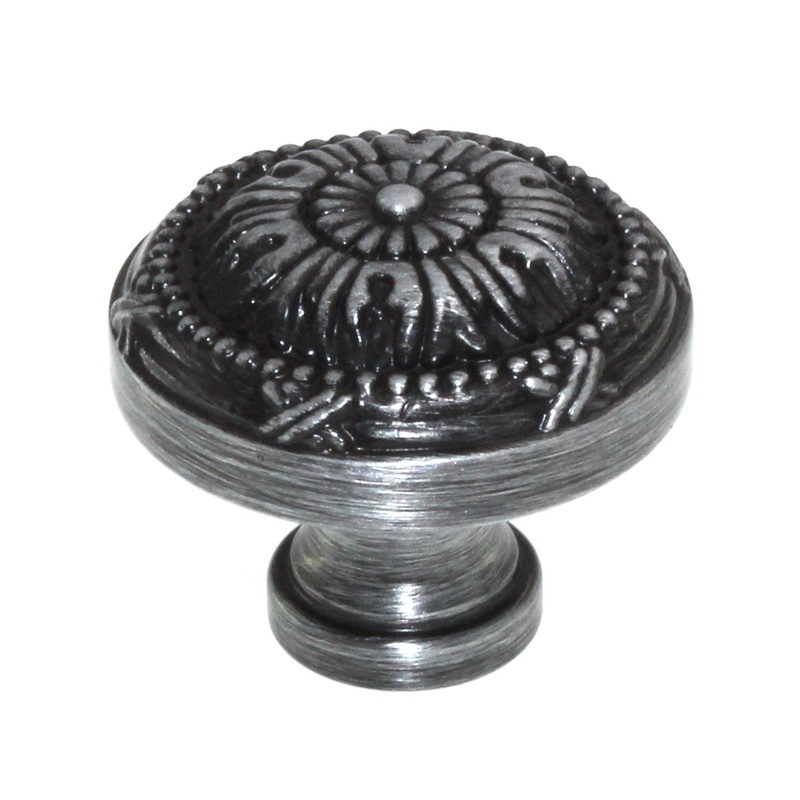 Schaub Versailles 1 1/4 Cabinet Knob Antique Pewter Ribbon and Reed 751-15A