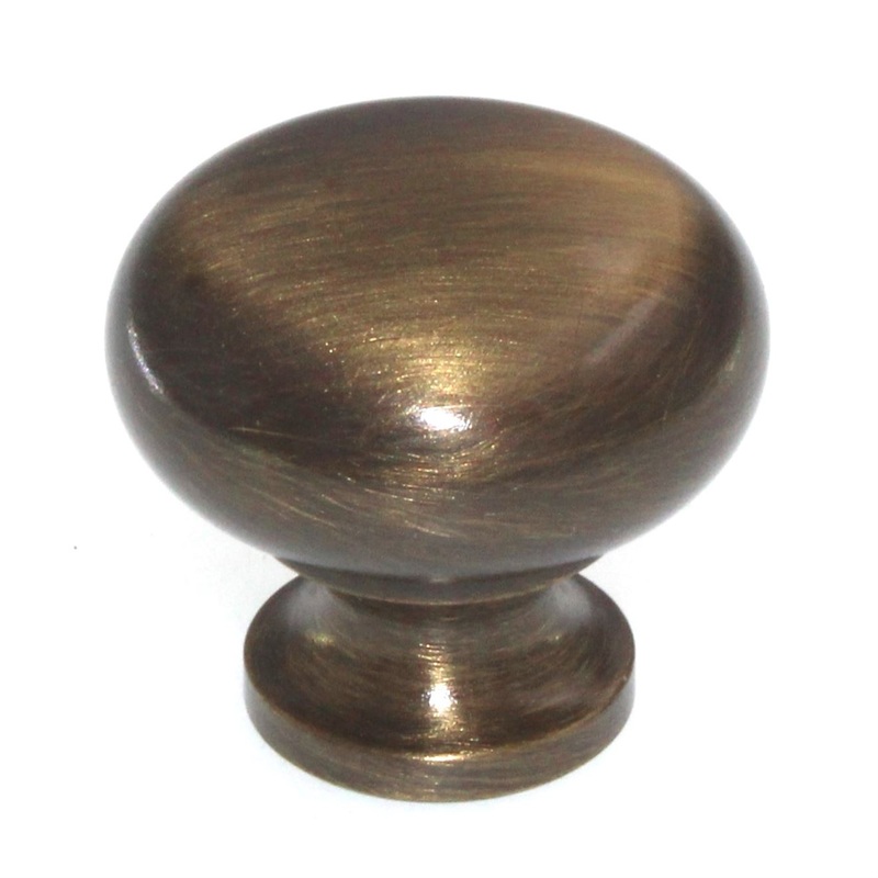 Solid Brass 1 1/4 Classic Brass Hutter Round Cabinet Knob Antique Brass 1134AB