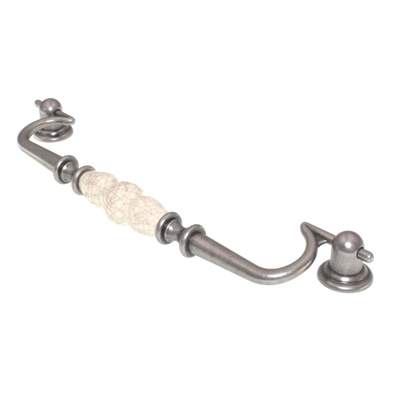 Top Knobs Chateau Bail Pull 8 7/8 (224mm) Ctr Antique Pewter Bone Crackle M91