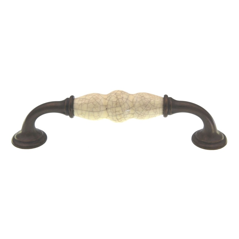 Top Knobs Chateau Ceramic Pull 5 (128mm) Ctr German Bronze Bone Crackle M88