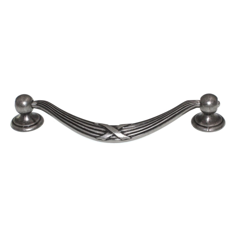 Top Knobs Edwardian Ribbon & Reed Bail Pull 5 (128mm) Ctr Pewter Antique M932