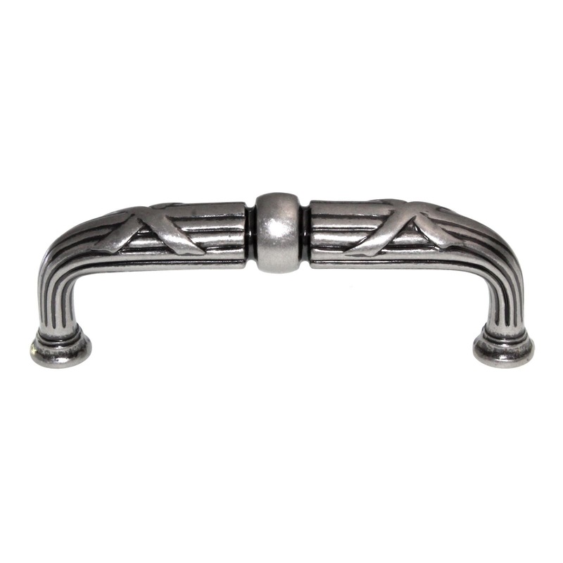 Top Knobs Edwardian Ribbon & Reed Pull 3 3/4 (96mm) Ctr Pewter Antique M935