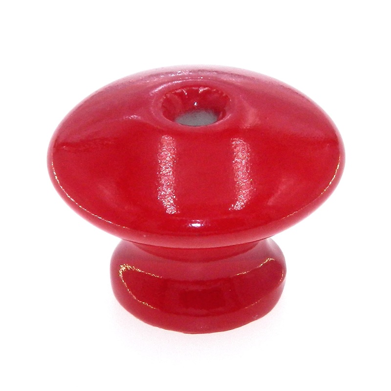 Vintage Amerock BP707-RD Red 1 1/4 Ceramic Cabinet Knob with Brass Screw
