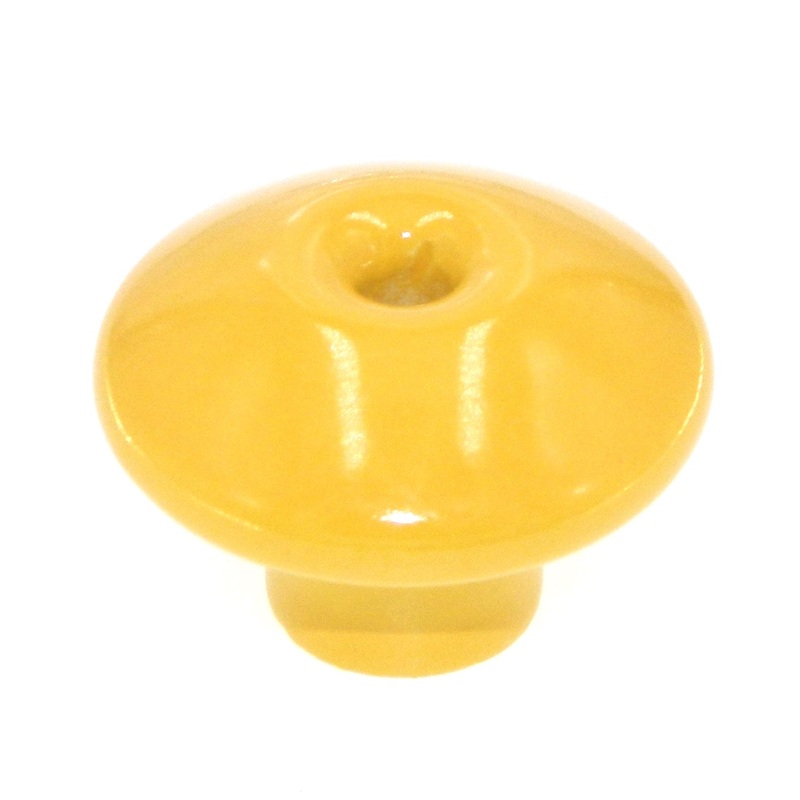 Vintage Amerock BP707-YL Yellow 1 1/4 Ceramic Cabinet Knob with Brass Screw