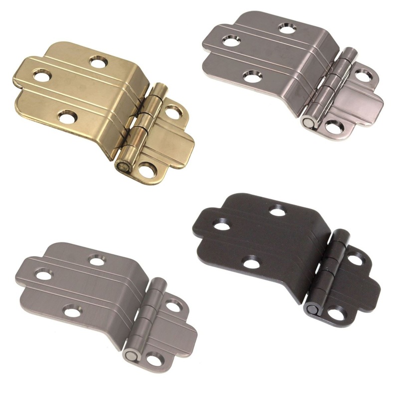 Vintage Style Art Deco 3/8 Offset Cabinet Hinges Chrome, Brass, Nickel, Bronze