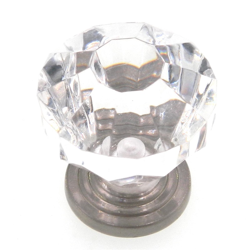 Amerock Classics Clear with Satin Nickel 1 1/4 Round Cabinet Knob 14303CSG
