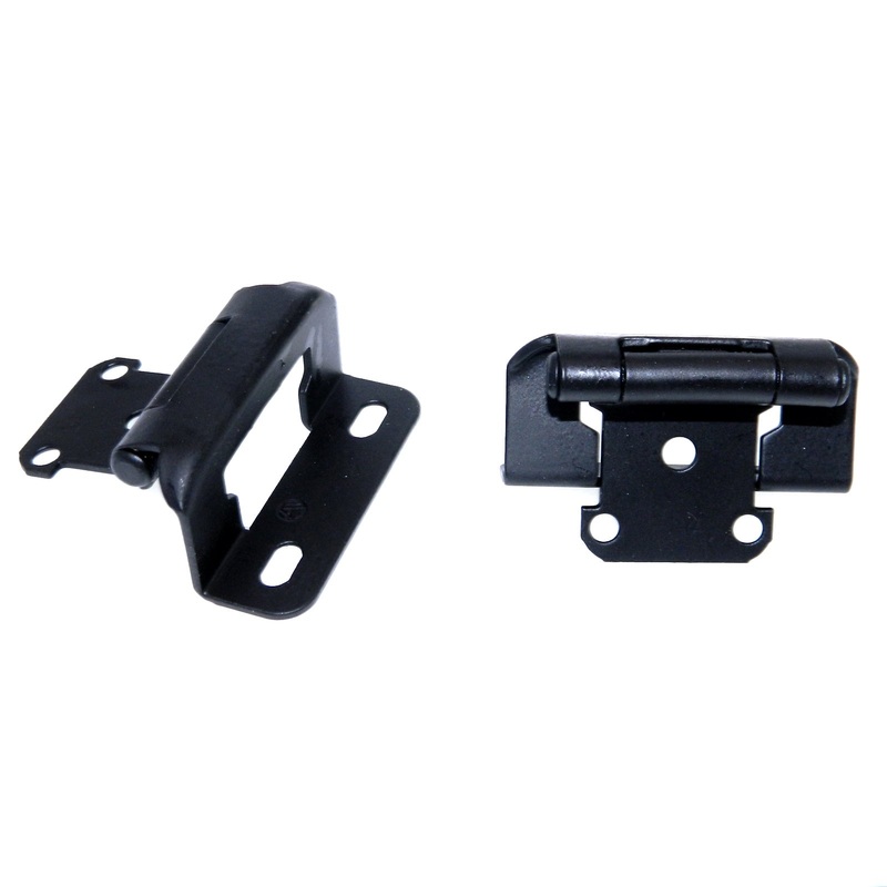 Amerock Flat Black Partial Wrap Hinges 1/2 Overlay Self-Closing BP7550FB