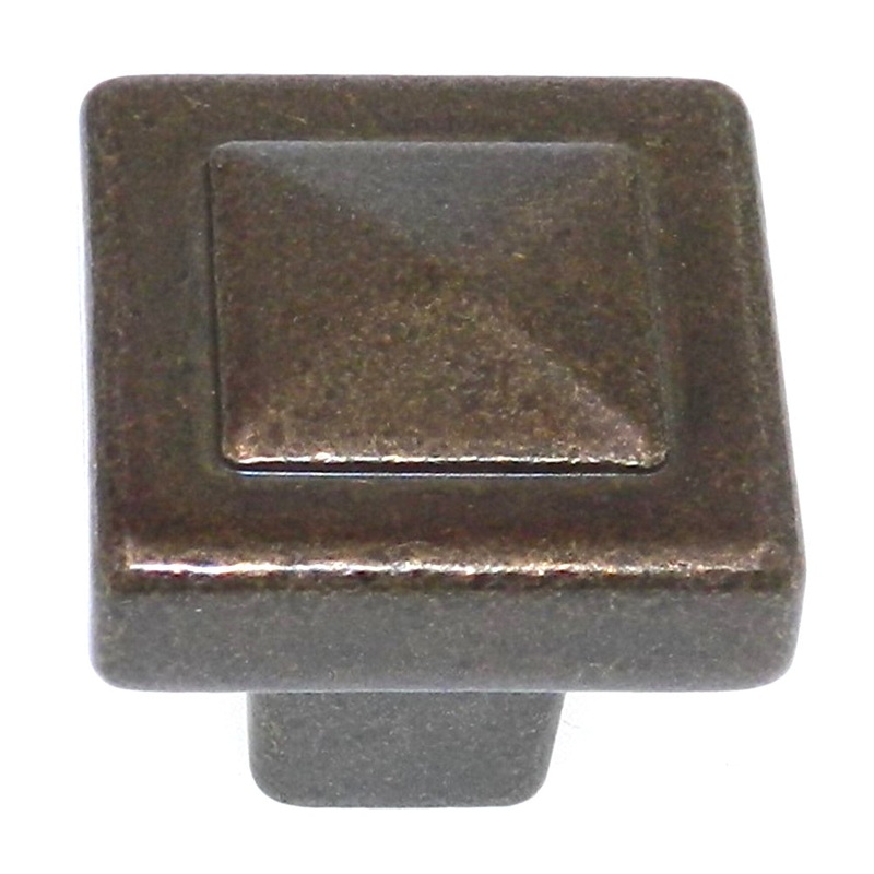 Amerock Forgings Rustic Brass 1 1/8 Square Pyramid Top Cabinet Knob BP4429-R3