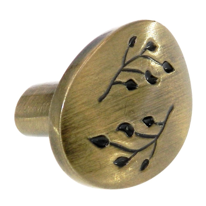 Amerock Inspirations Elegant Brass 1 1/2 Oval Leaf Cabinet Knob BP4444-EB