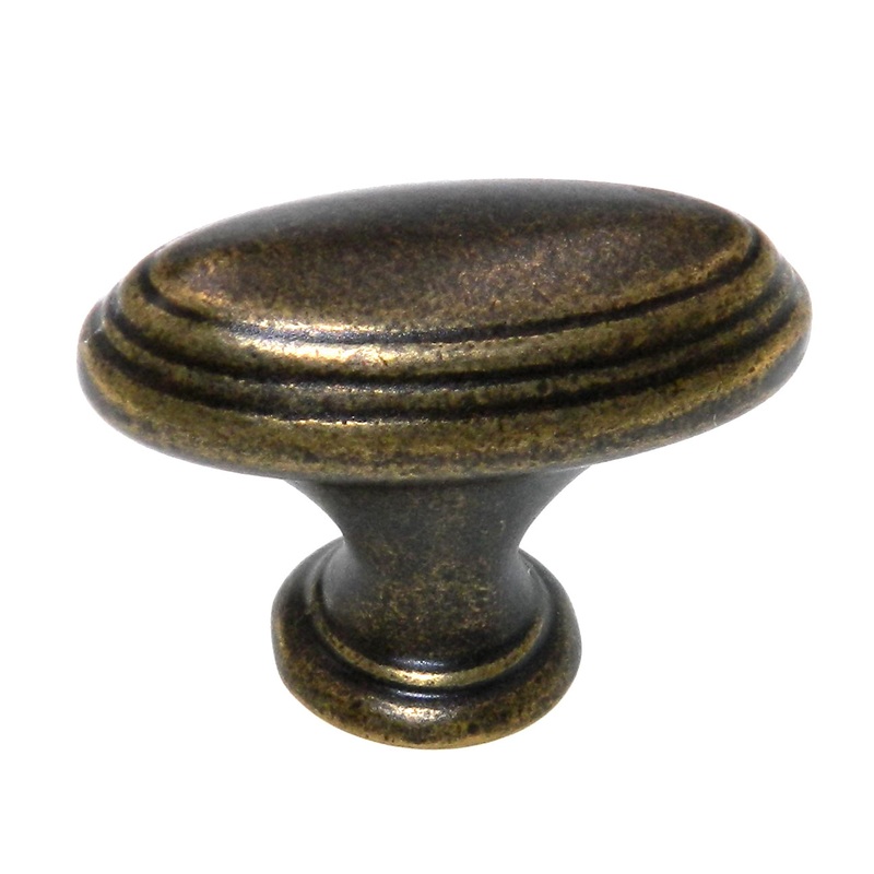 Amerock Mulholland Rustic Brass 1 7/16 Oval Single Edge Cabinet Knob BP53032-R3