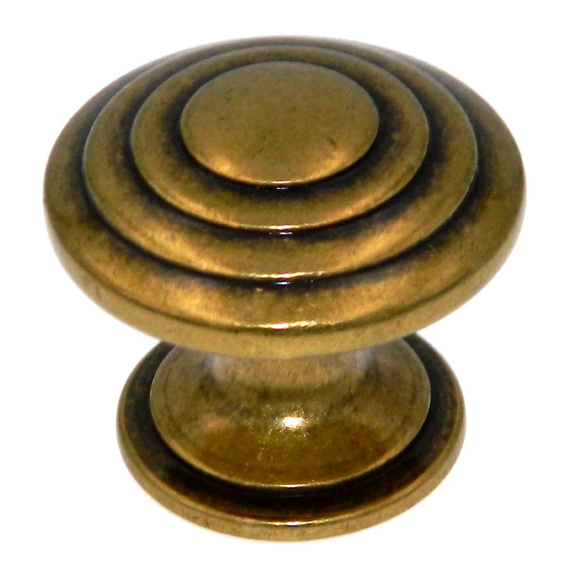 Amerock True Elegance Burnished Brass 1 1/2 Ringed Cabinet Pull Knob BP1354O77