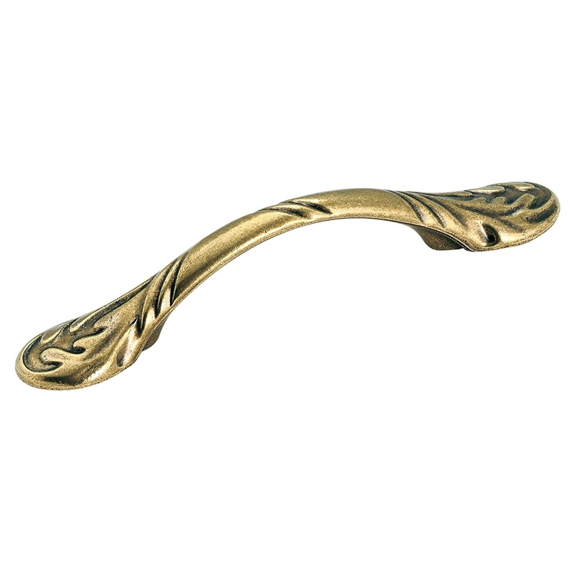 Amerock True Elegance Oak Leaf 3 Ctr. Cabinet Pull Burnished Brass BP1351O77