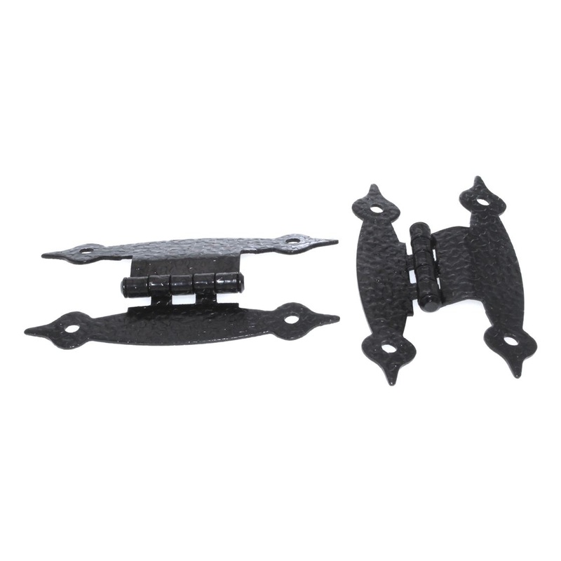 Pair of 3/8 Offset Hammered Colonial Black Cabinet H Hinges 21314
