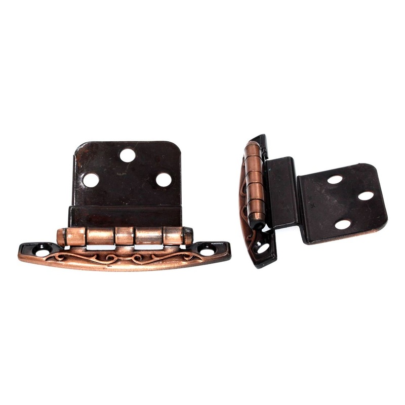 Pair of Amerock Antique Copper 3/8 Inset Hinges Non Self-Closing BP7528-AC