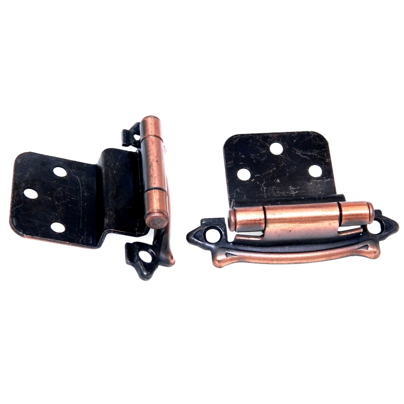 Pair of Amerock Antique Copper 3/8 Inset Hinges Self-Closing BP7328-AC