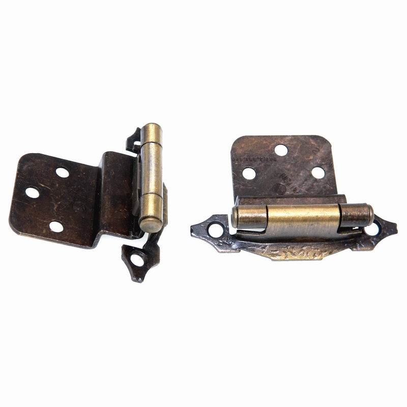 Pair of Amerock Antique English 3/8 Inset Hinges Self-Closing BP7338-AE