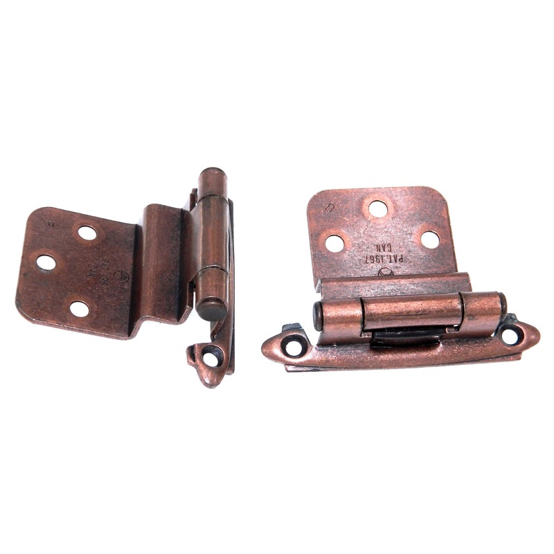 Pair of Amerock Machine Copper 3/8 Inset Hinges Self-Closing BP7628-MC
