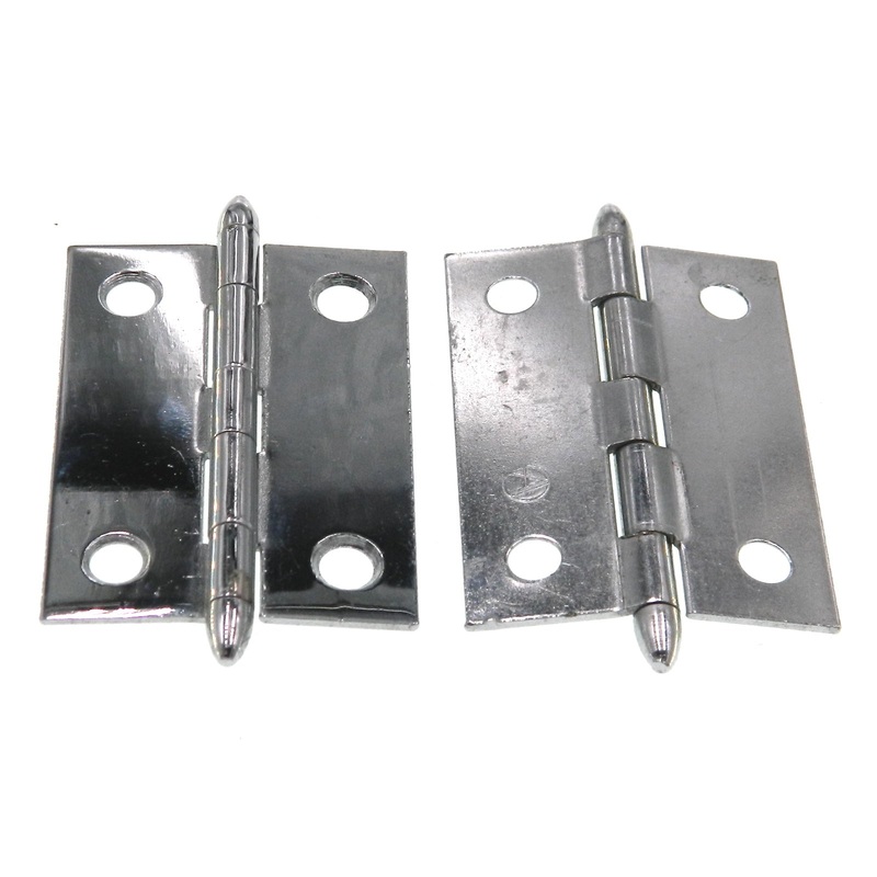 Pair of Amerock Vintage Butt Hinges Polished Chromium 2 Joint 4 Holes E7515