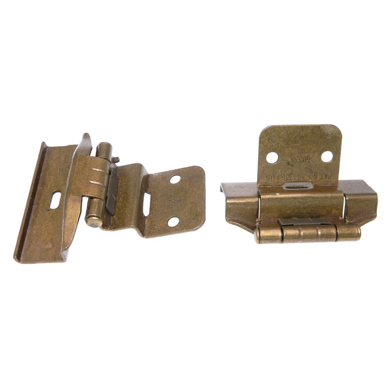 Pair Amerock Burnished Brass Full Wrap Hinges 3/8 Inset Self-Close BP79278T-BB