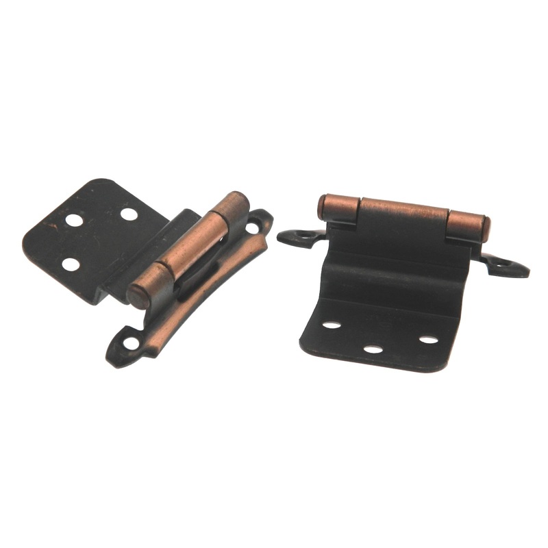 Pair Amerock Face Mount Antique Copper 3/8 Inset Hinges Self-Closing BP7928-AC