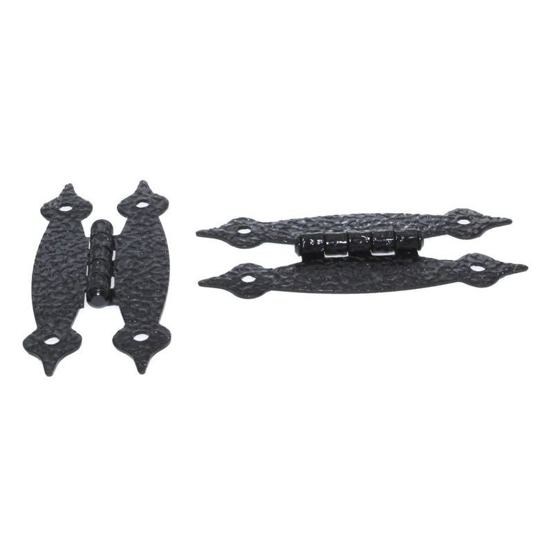 Pair Laurey Surface Mount Colonial Black Hammered Flush H Cabinet Hinges 21114