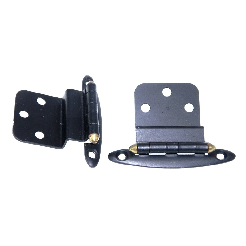 Pair of Amerock Ebony Black, Gold 3/8 Inset Hinges Non Self-Closing BP7636-D