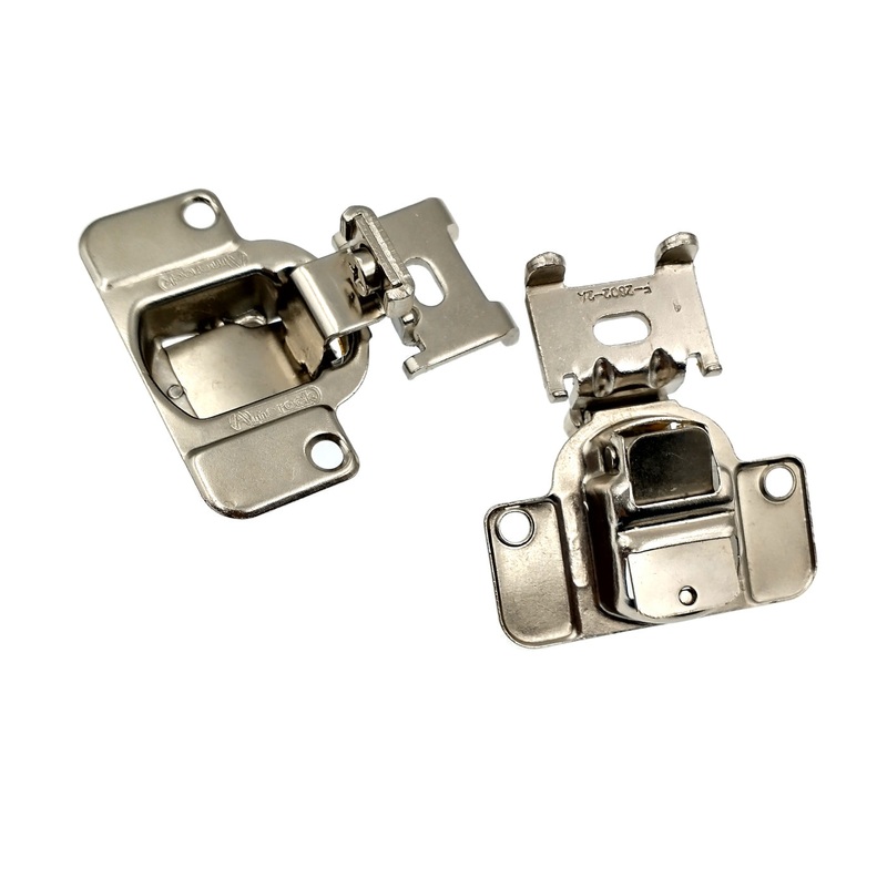 Pair of Amerock Nickel 105 deg. 3/8 Overlay Concealed Cup Hinges BP2811I12-14