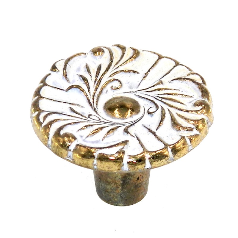 Vintage Washington Provincial Antique White 1 1/8 Round Cabinet Knob 170R-WB