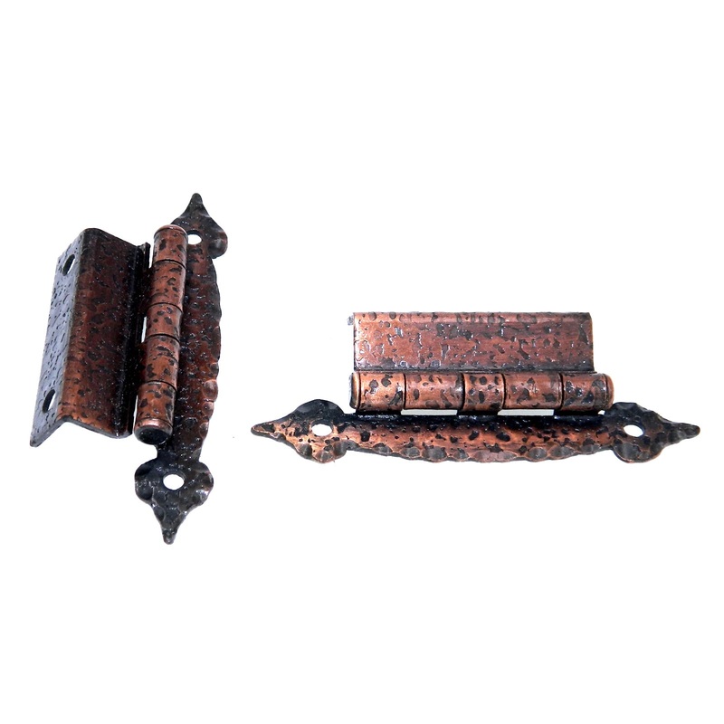 Pair Amerock Antique Copper 3/8 Variable Inset Hinges Heart Spade Tip BP1610-AC