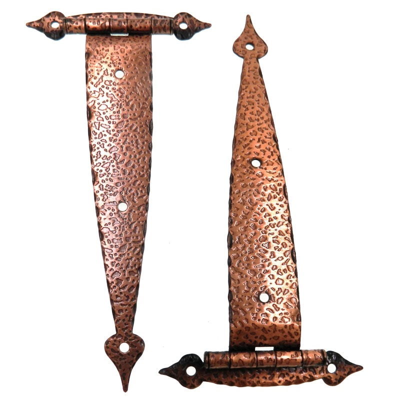 Pair Amerock Antique Copper 6 1/2 Hammered Strap Hinges, 3/8 Offset BP1605-AC