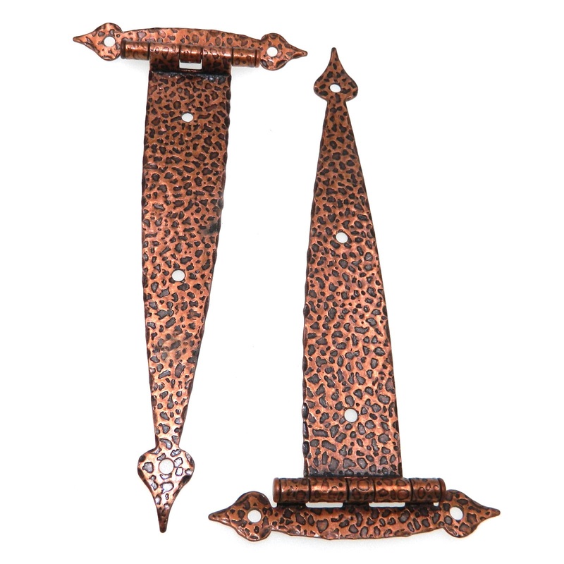 Pair Amerock Antique Copper 6 1/2 Strap Hinges Heart Spade Tip BP1600-AC