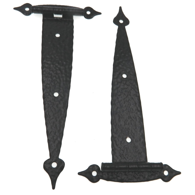 Pair Amerock Colonial Black 6 1/2 Strap Hinges Heart Spade Tip BP1600-CB