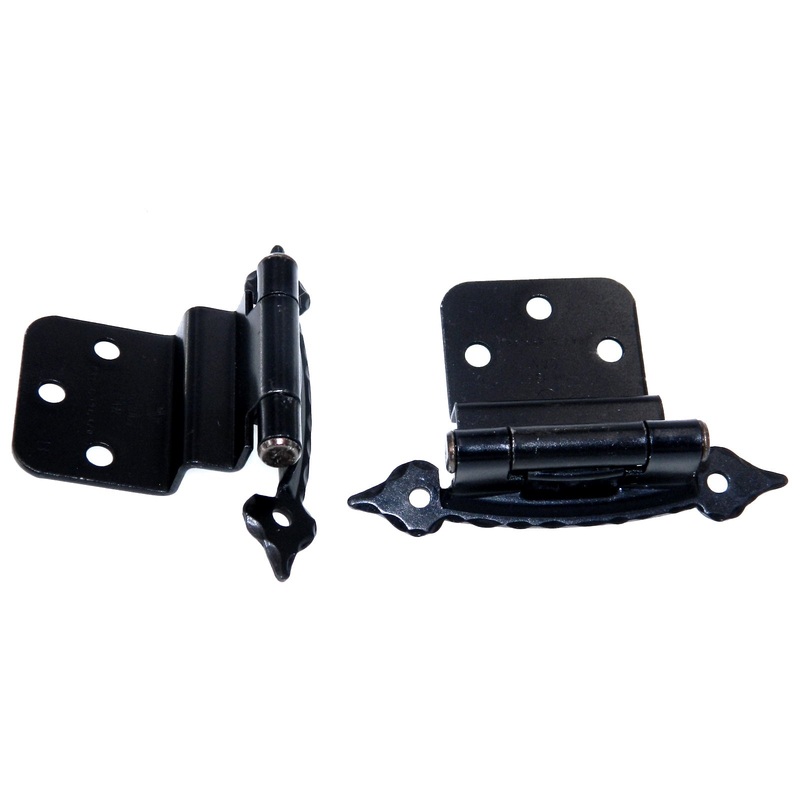 Pair Amerock Face Mount Colonial Black 3/8 Inset Hinges Self-Closing BP7828-CB