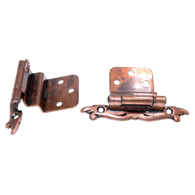 Pair Amerock Machine Antique Copper 3/8 Inset Hinges Self-Closing BP7728-MC