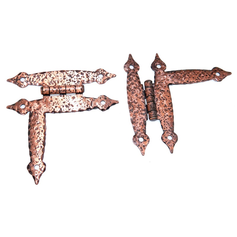 Pair of Amerock Hammered, Spade Tip Antique Copper Flush HL Hinges BP1618-AC