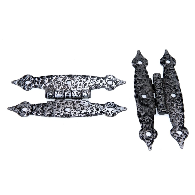 Pair of Amerock Hammered, Spade Tip Swedish Iron Flush H Hinges BP1616-SI